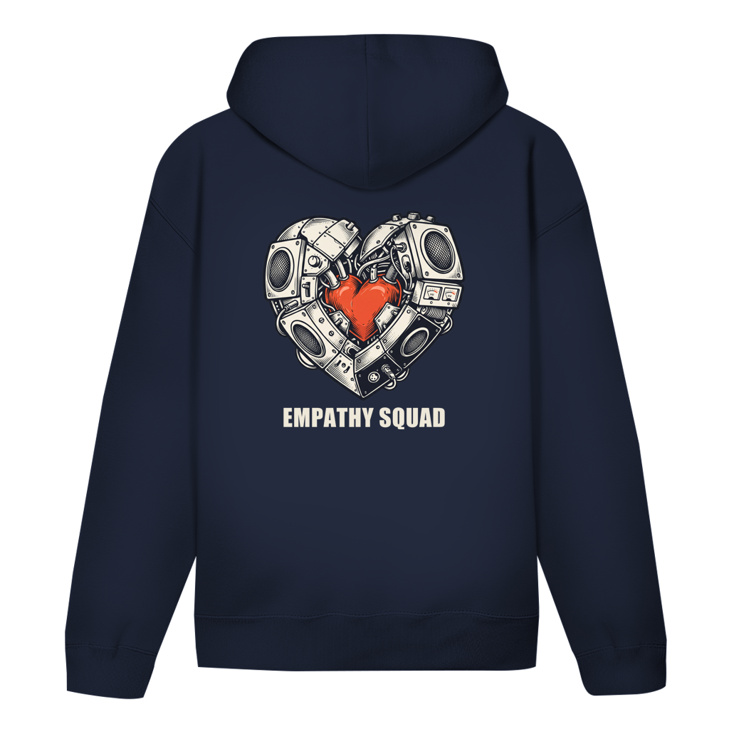 Empathy Squad Heart Hoodie in Dunkelblau – Rückansicht