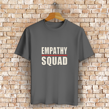 Empathy Squad Logo T-Shirt in Dunkelgrau meliert – Vorderansicht