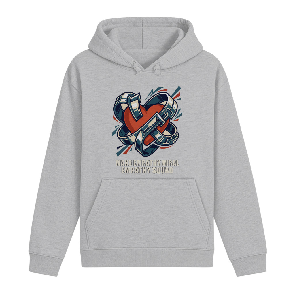 Make Empathy Viral Hoodie in Grau meliert – Vorderansicht