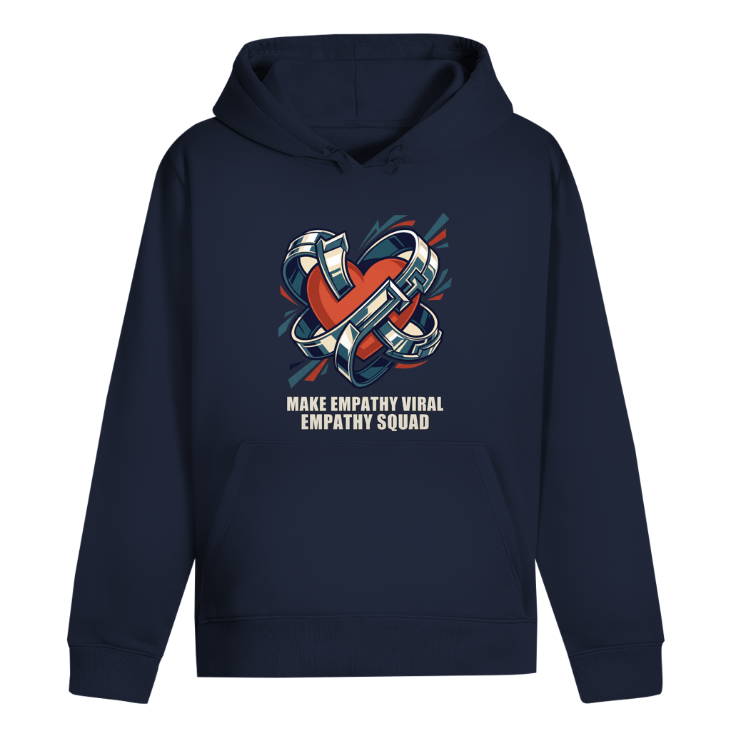 Make Empathy Viral Hoodie in Dunkelblau – Vorderansicht