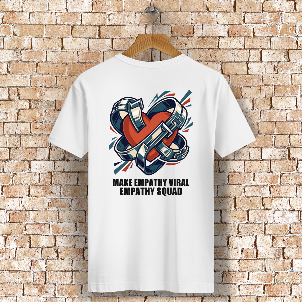 Make Empathy Viral Rocker Tee in Weiß – Rückansicht