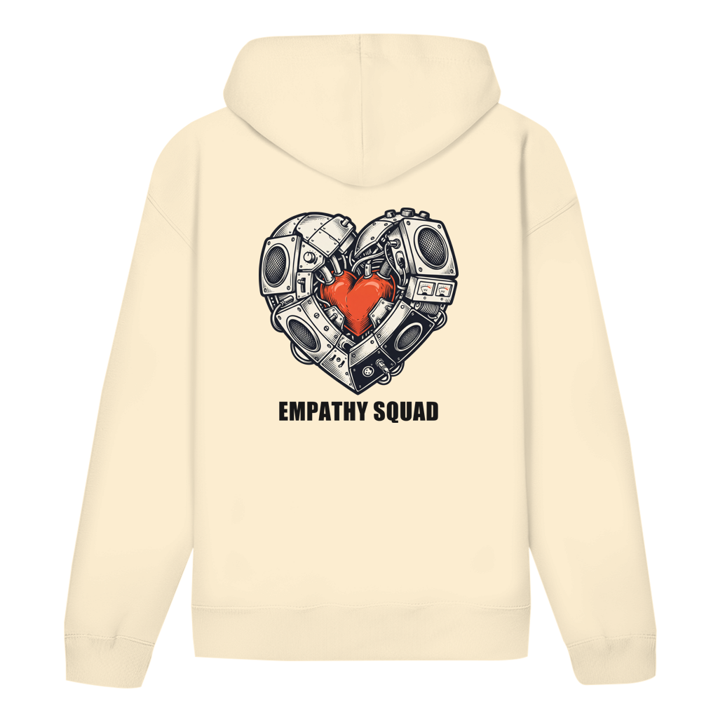 Empathy Squad Heart Hoodie in Naturweiß – Rückansicht
