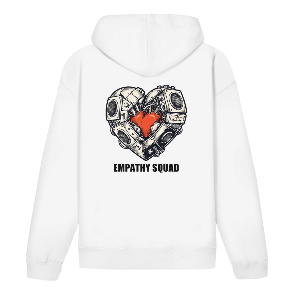 Empathy Squad Heart Hoodie in Weiß – Rückansicht