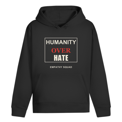 Humanity Over Hate Hoodie in Schwarz – Vorderansicht