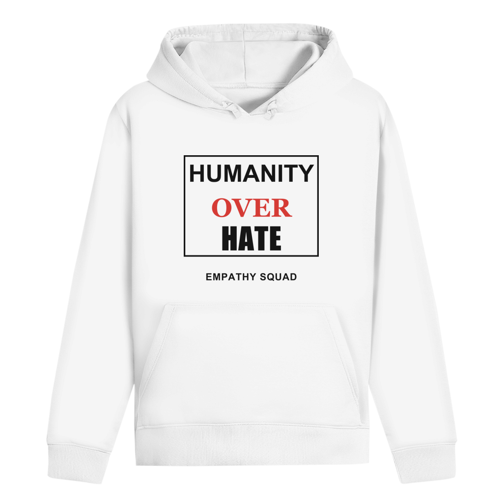Humanity Over Hate Hoodie in Weiß – Vorderansicht