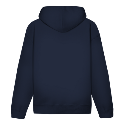 Humanity Over Hate Hoodie in Dunkelblau – Rückansicht