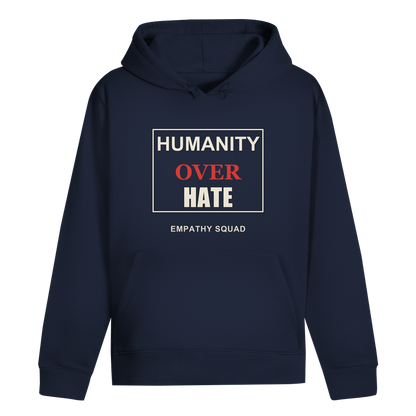 Humanity Over Hate Hoodie in Dunkelblau – Vorderansicht