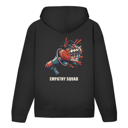Empathy Squad Megafon & Herz Hoodie in Schwarz – Rückansicht