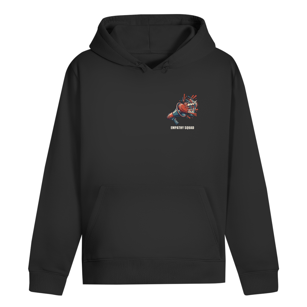 Empathy Squad Megafon & Herz Hoodie in Schwarz – Vorderansicht