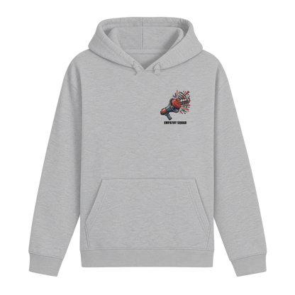 Empathy Squad Megafon & Herz Hoodie in Grau meliert – Vorderansicht