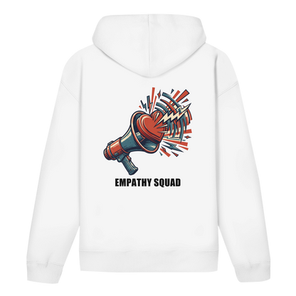 Empathy Squad Megafon & Herz Hoodie in Weiß – Rückansicht