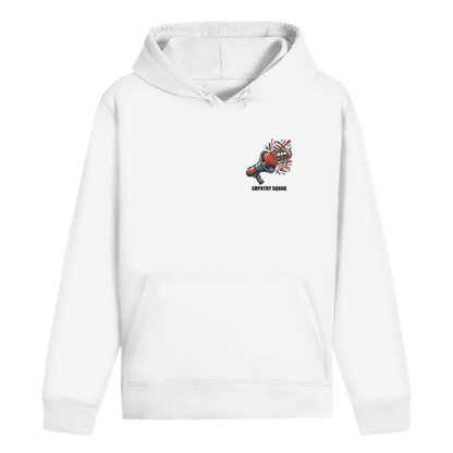 Empathy Squad Megafon & Herz Hoodie in Weiß – Vorderansicht