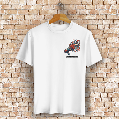 Empathy Squad Megafon & Herz T-Shirt in Weiß – Vorderansicht