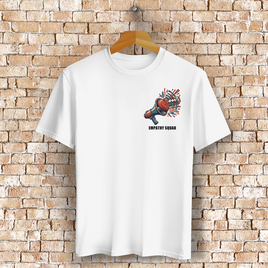 Empathy Squad Megafon & Herz T-Shirt in Weiß – Vorderansicht