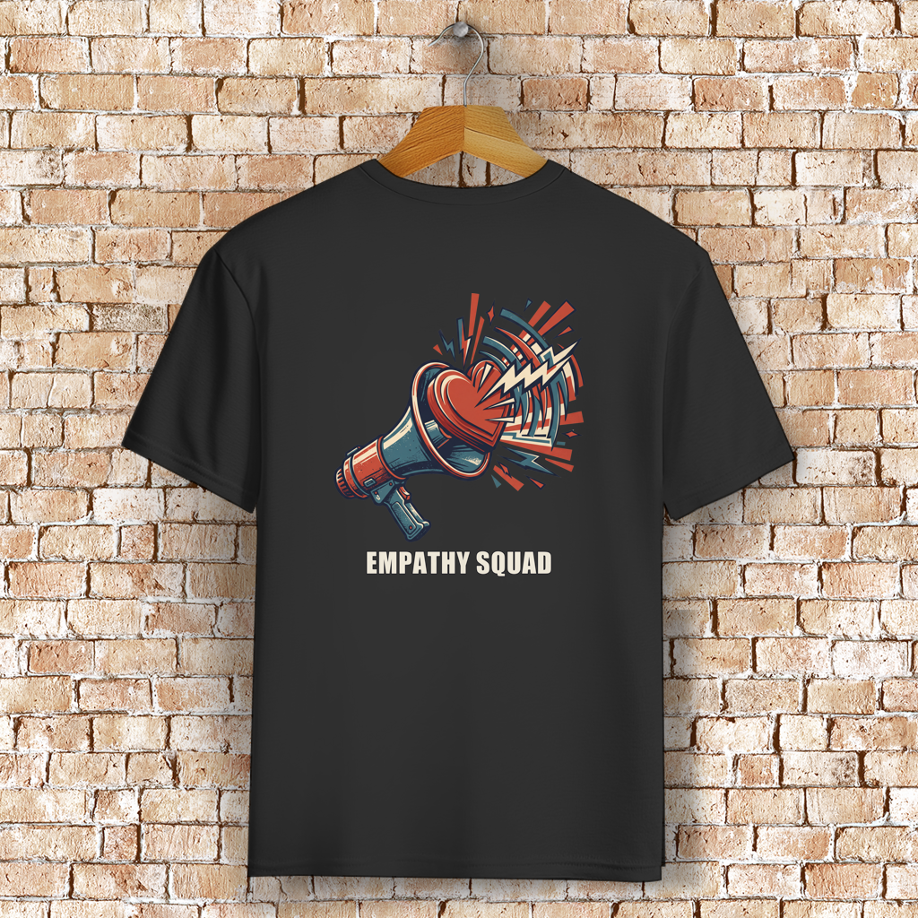 Empathy Squad Megafon & Herz T-Shirt in Schwarz – Rückansicht