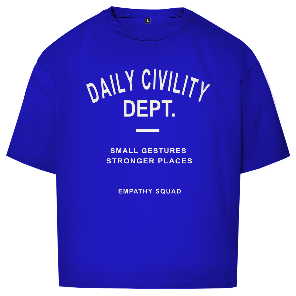 Daily Civility Dept. Oversize Tee in Kobaltblau – Vorderansicht