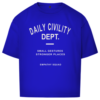 Daily Civility Dept. Oversize Tee in Kobaltblau – Vorderansicht