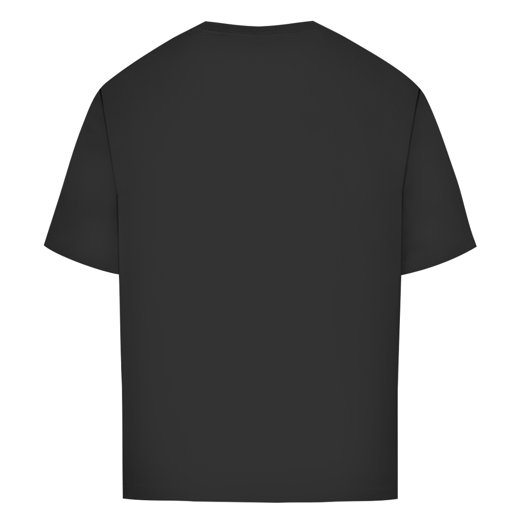 Mockup, Rückansicht: dunkelgraues „Empathy Everyday“-T-Shirt mit unbedrucktem Rücken.