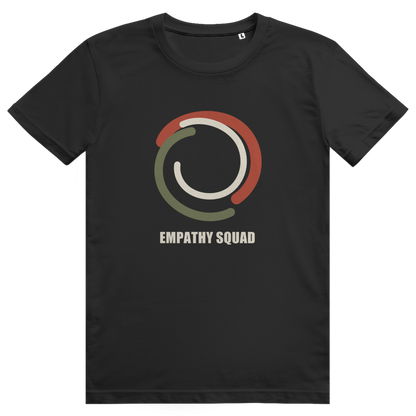 Empathy Squad Dreifarbige Bögen T-Shirt aus Bio-Baumwolle in Schwarz – Vorderansicht