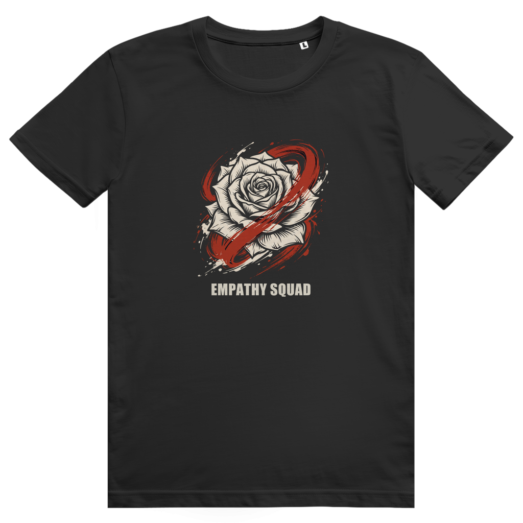 Empathy Squad Pinselstrich Rosé T-Shirt in Schwarz – Vorderansicht