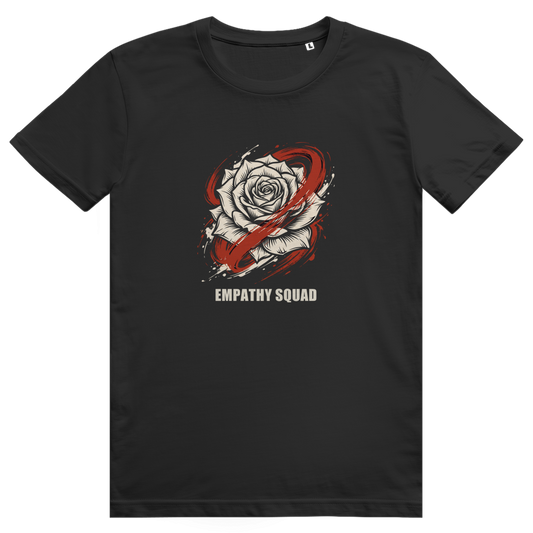 Empathy Squad Pinselstrich Rosé T-Shirt in Schwarz – Vorderansicht