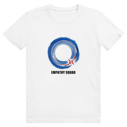 Empathy Squad Pinselkreis Blau T-Shirt in Weiß – Vorderansicht