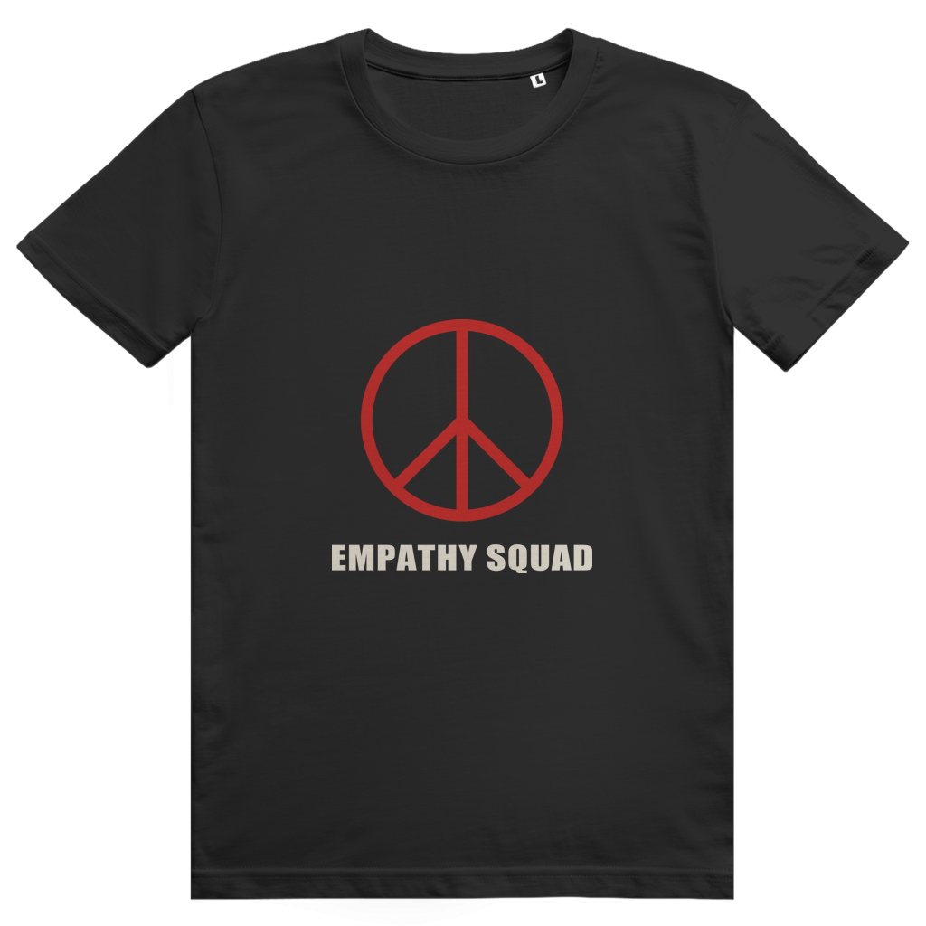 Empathy Squad Peace-Zeichen T-Shirt in Schwarz – Vorderansicht