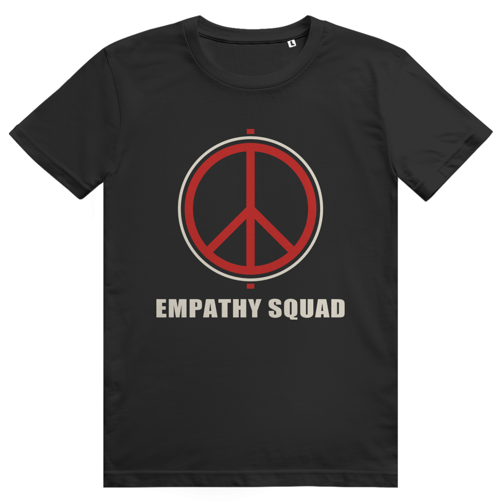 Empathy Squad Peace-Siegel T-Shirt aus Bio-Baumwolle in Schwarz – Vorderansicht